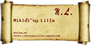 Miklósy Lilla névjegykártya